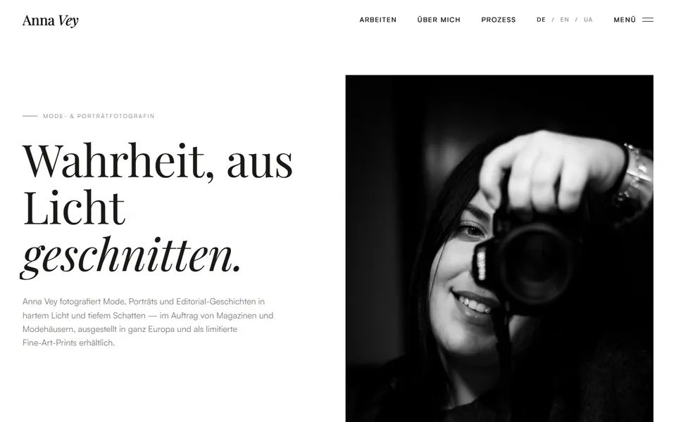 Startseite der Portfolio-Website Anna Vey